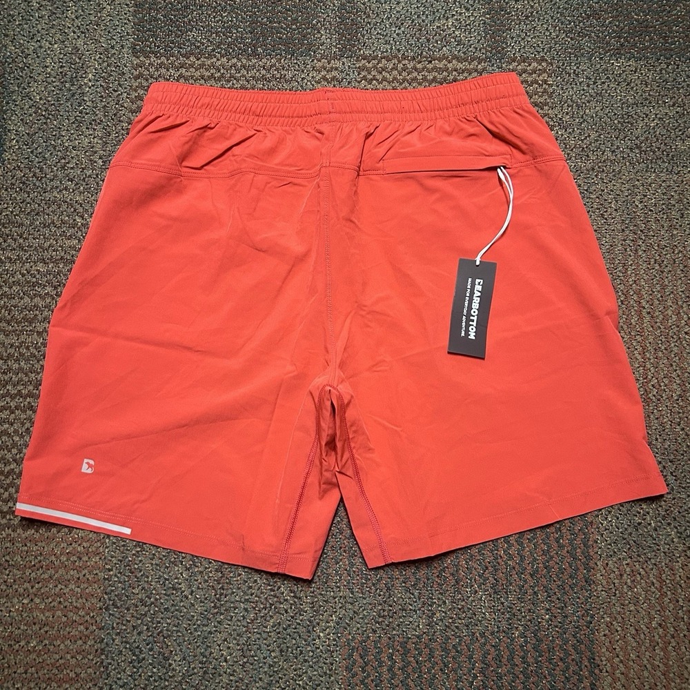 NEW Bearbottom Run Shorts Mens Large 7" Inseam Coral Athletic Pull On Gym Run